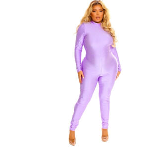 Jumpsuit high neck, long sleeves, Neon purple.